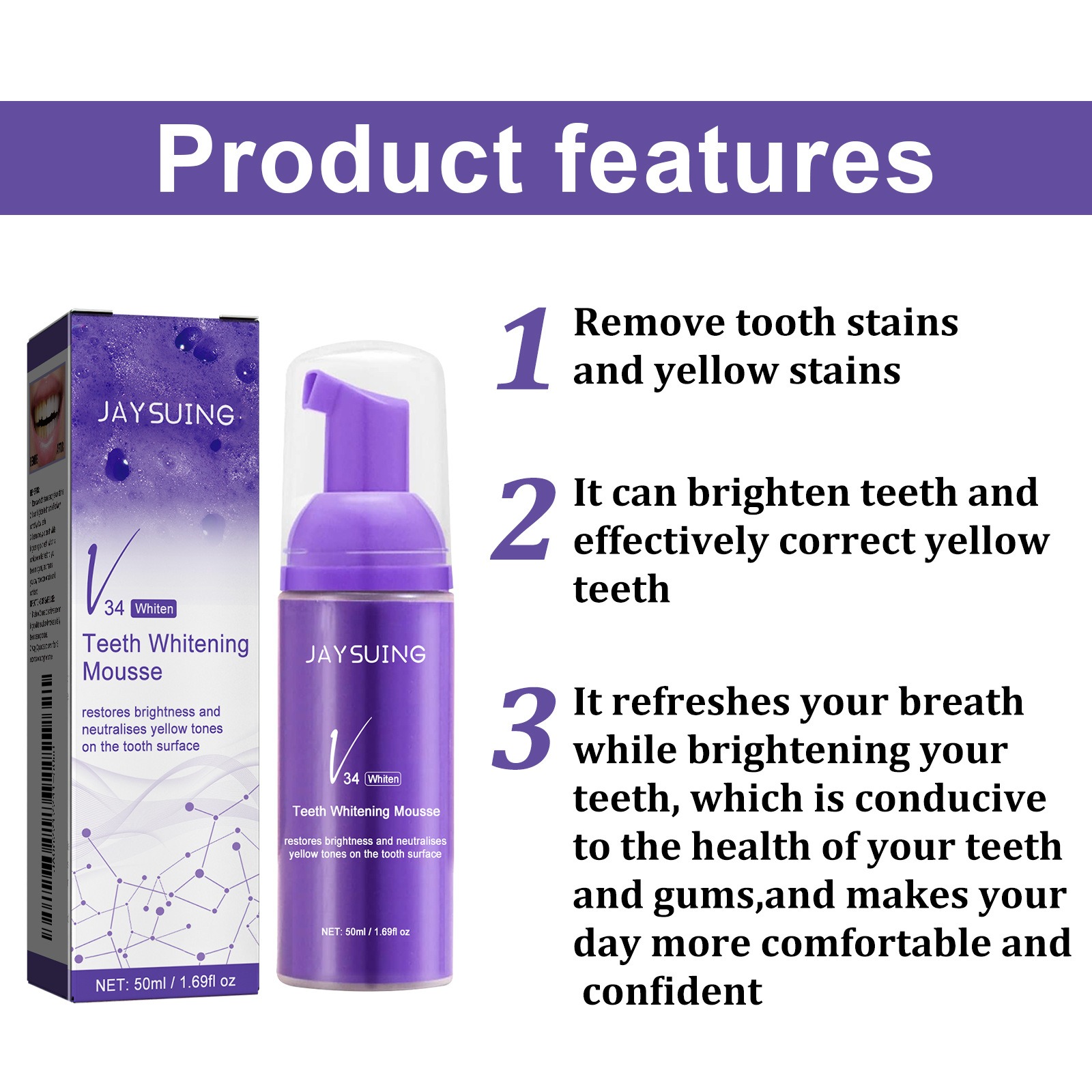 V34 Mousse Teeth Cleaning Toot - Teeth Whitening Mousse recension och pris