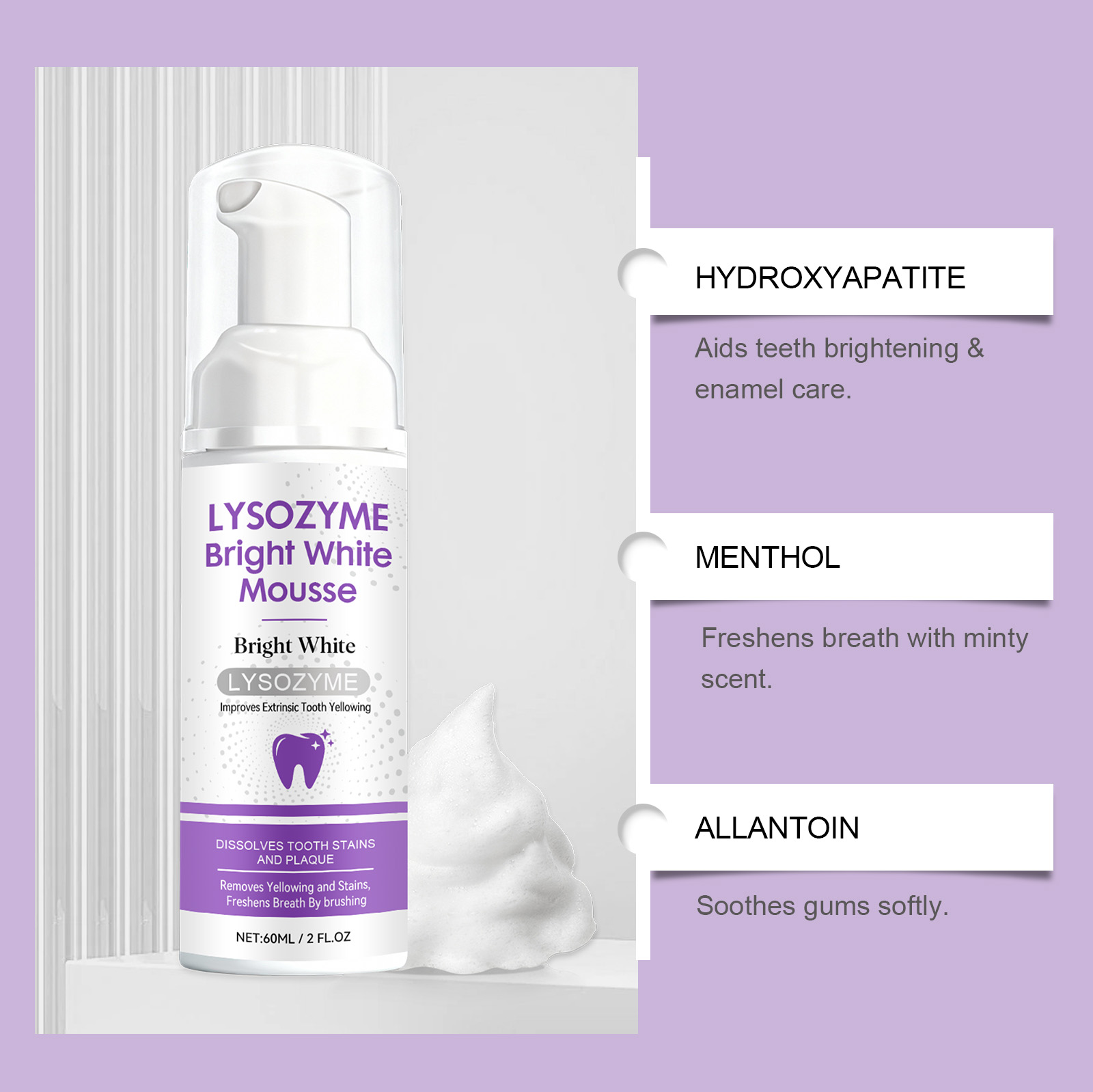 Hydroxyapatite White Teeth Mou - Teeth Whitening Mousse recension och pris