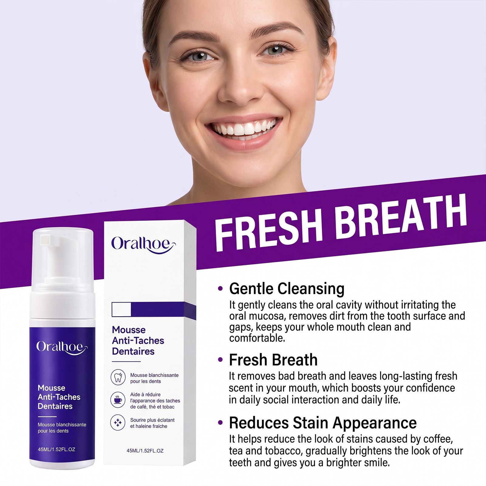 Purple Toothpaste Mousse Foam  - Teeth Whitening Mousse recension och pris